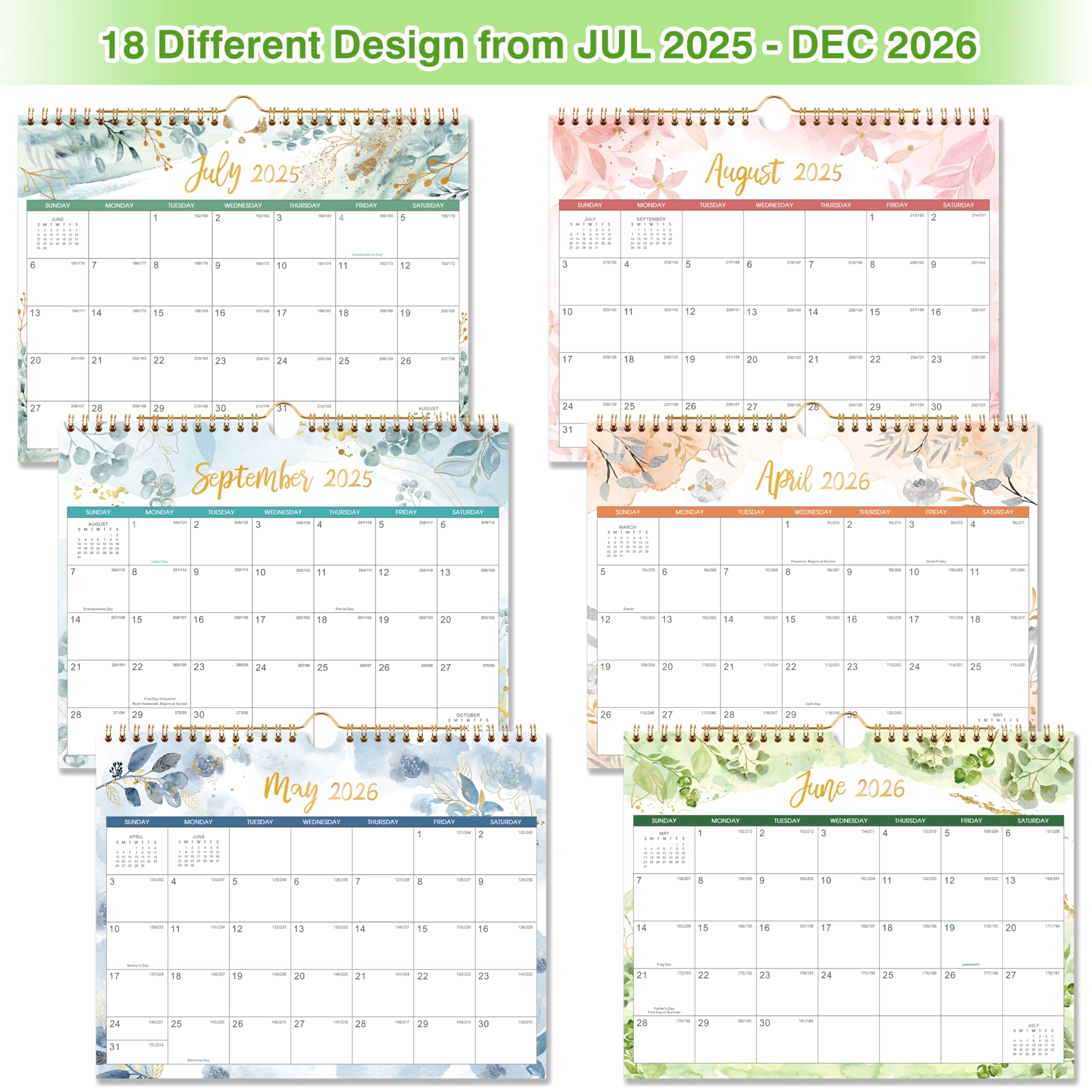 Amazon 2025 2026 Calendar Wall Calendar 2025 2026 From Jul 2025 Dec 2026 18 Monthly Calendar With Julian Date Twin Wire Binding Great For Home Office 8 5 11 Office Products