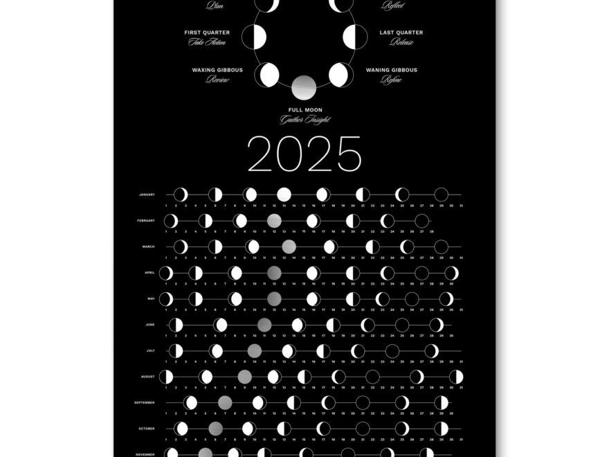 Amazon 2025 Moon Phase Calendar SHIPS FLAT Hangable Silver Lunar Wall Poster Great As A Unique Gift Moon Tracking Wall D cor Art Astrology Decorations A Celestial Calendar By