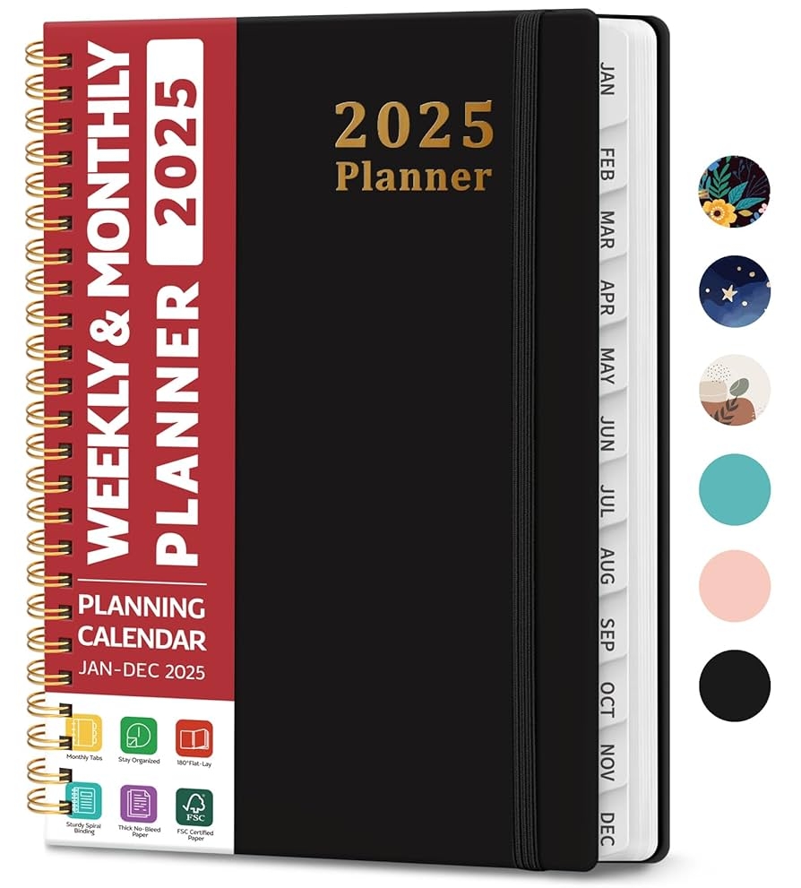 Amazon 2025 Planner Weekly And Monthly Planner Spiral Bound January 2025 December 2025 Hardcover 2025 Calendar Planner Book With Tabs Inner Pocket Perfect For Office Home School Supplies 