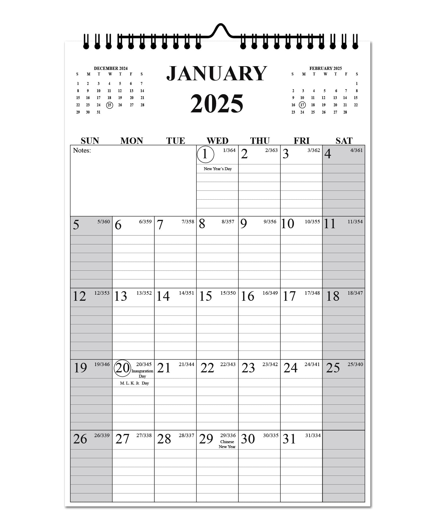 Amazon 2025 Wall Calendar Wall Calendar 2025 Calendar Wall Calendars From January To December Size 11 X 17 Spiral Binding Holidays Julian Dates Large Blocks Twin Wire Binding Hanging Hook Office Products