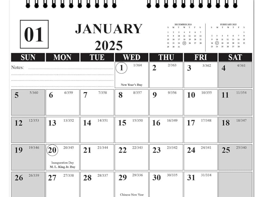 Amazon 2025 Wall Calendar Wall Calendar 2025 Calendar Wall Calendars From January To December Size 14 5 X 11 5 Spiral Binding Holidays Julian Dates Large Blocks Twin Wire Binding Hanging Hook Office Products