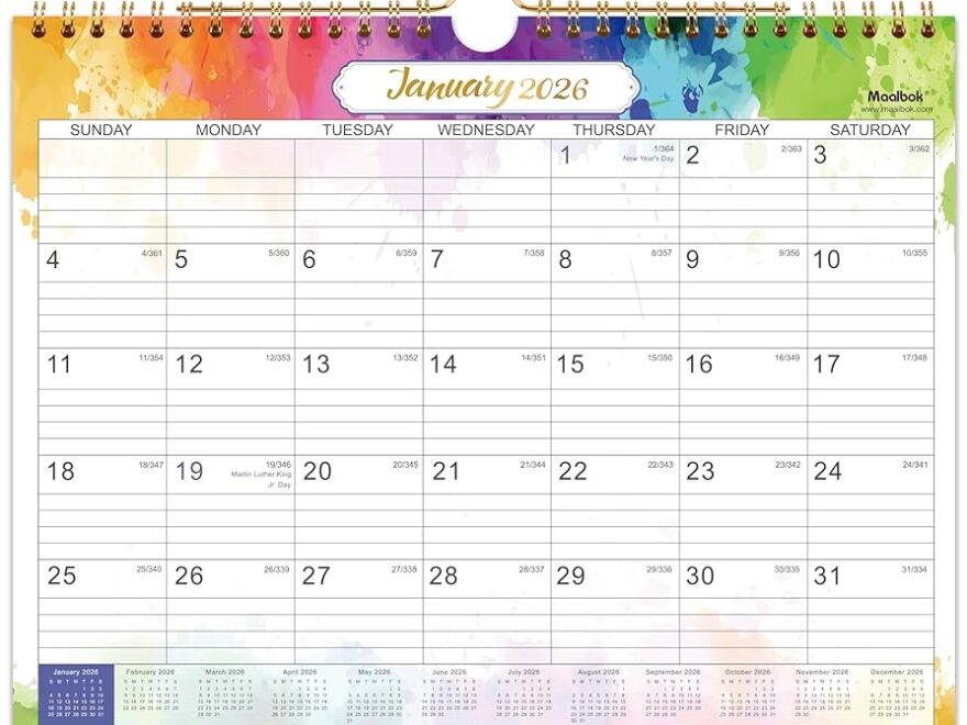 Amazon 2026 Calendar 2026 Wall Calendar 12 Months From Jan 2026 Dec 2026 Calendar 2026 Monthly Calendar With Julian Date 11 X 8 5 In Twin Wire Binding Great For Hanging On The Wall Color Design Office Products
