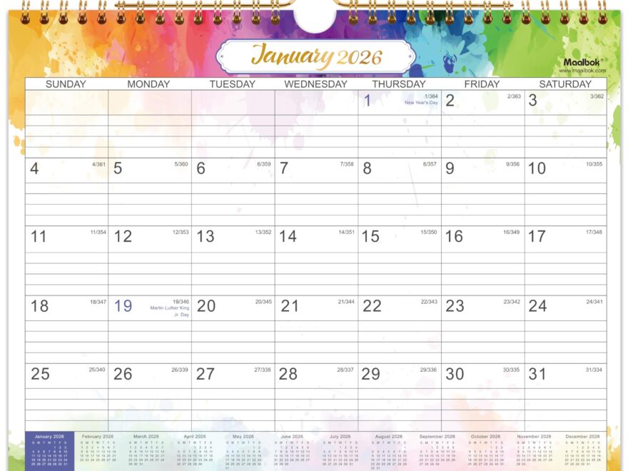 Amazon 2026 Calendar 2026 Wall Calendar 12 Months From Jan 2026 Dec 2026 Calendar 2026 Monthly Calendar With Julian Date 11 X 8 5 In Twin Wire Binding Great For Hanging On The Wall Color Design Office Products