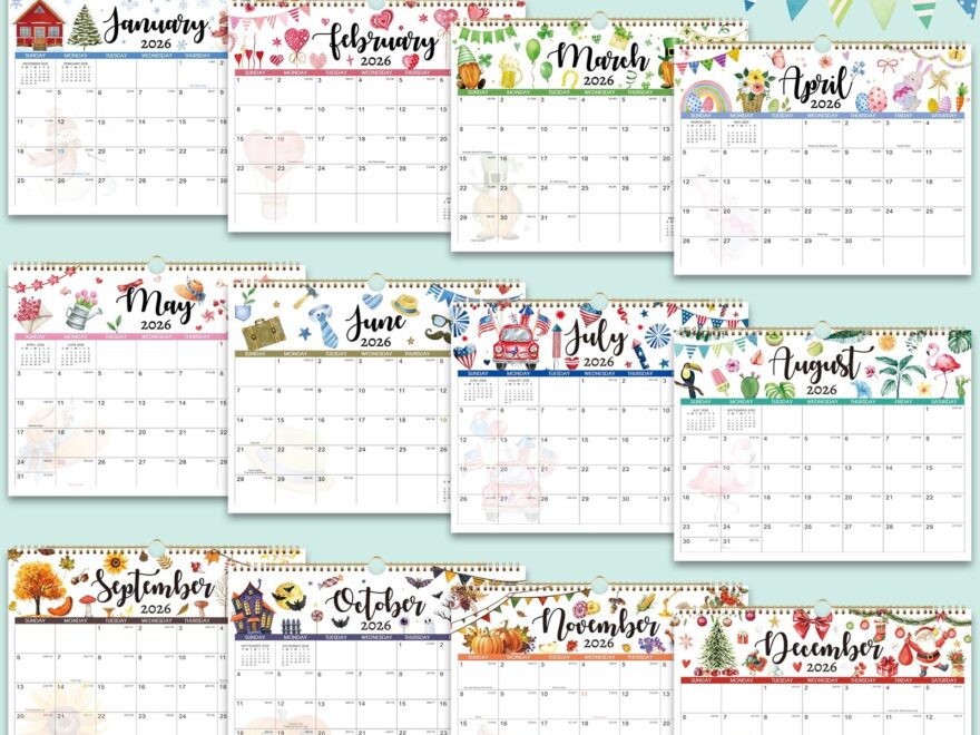 Amazon 2026 Calendar Wall Calendar 2026 January 2026 December 2026 Wall Calendar 14 8 X 11 6 With Julian Dates Hanging Hole Thick Paper Office Products