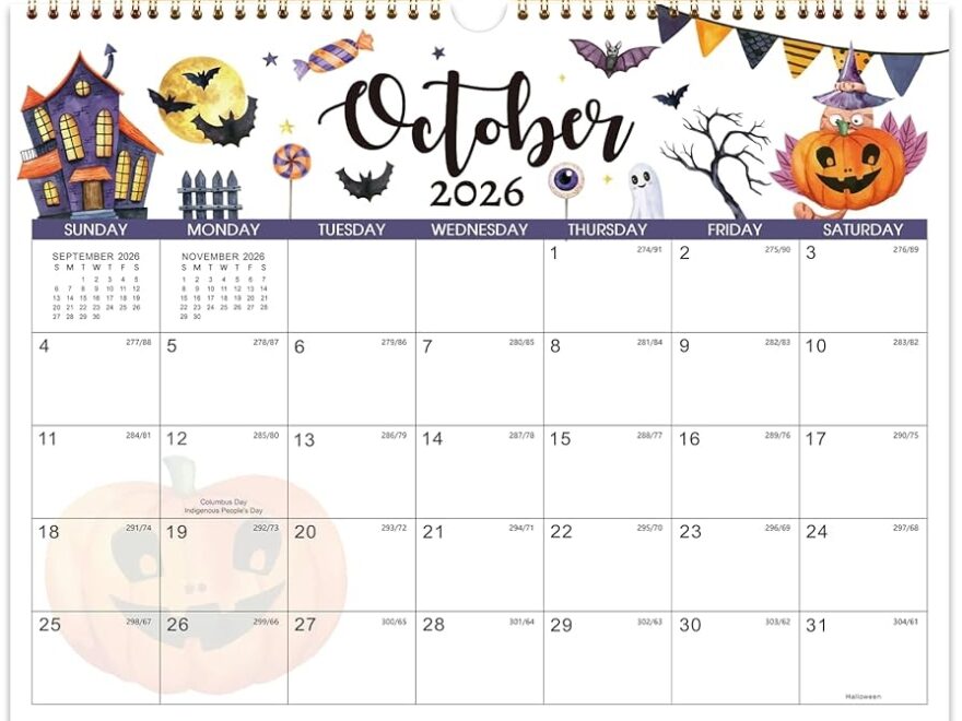 Amazon 2026 Calendar Wall Calendar 2026 January 2026 December 2026 Wall Calendar 14 8 X 11 6 With Julian Dates Hanging Hole Thick Paper Office Products