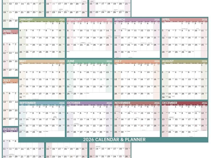 Amazon 2026 Dry Erase Calendar 2026 Wall Calendar 48 X 32 Paper Folded 2 Side Reversible Calendar 2026 Yearly Wall Calendar For Office Home School Office Products