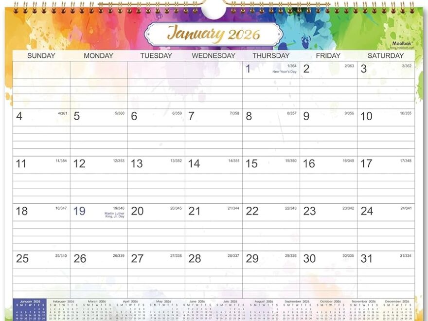 Amazon 2026 Wall Calendar 2026 Calendar 12 Months Wall Calendar 2026 Jan 2026 Dec 2026 Monthly Calendar With Julian Date 15 X 11 5 In Twin Wire Binding Great For Hanging On The Wall Color Design Office Products