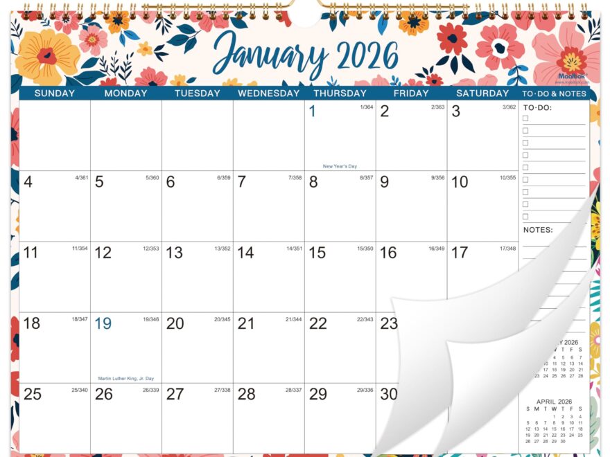 Amazon 2026 Wall Calendar Jan 2026 Dec 2026 12 Months Hanging Monthly Calendar 2026 14 8 X 11 57 Twin Wire Binding Julian Dates Large Block Notes To do List Thick Paper Perfect For Organizing Office Products