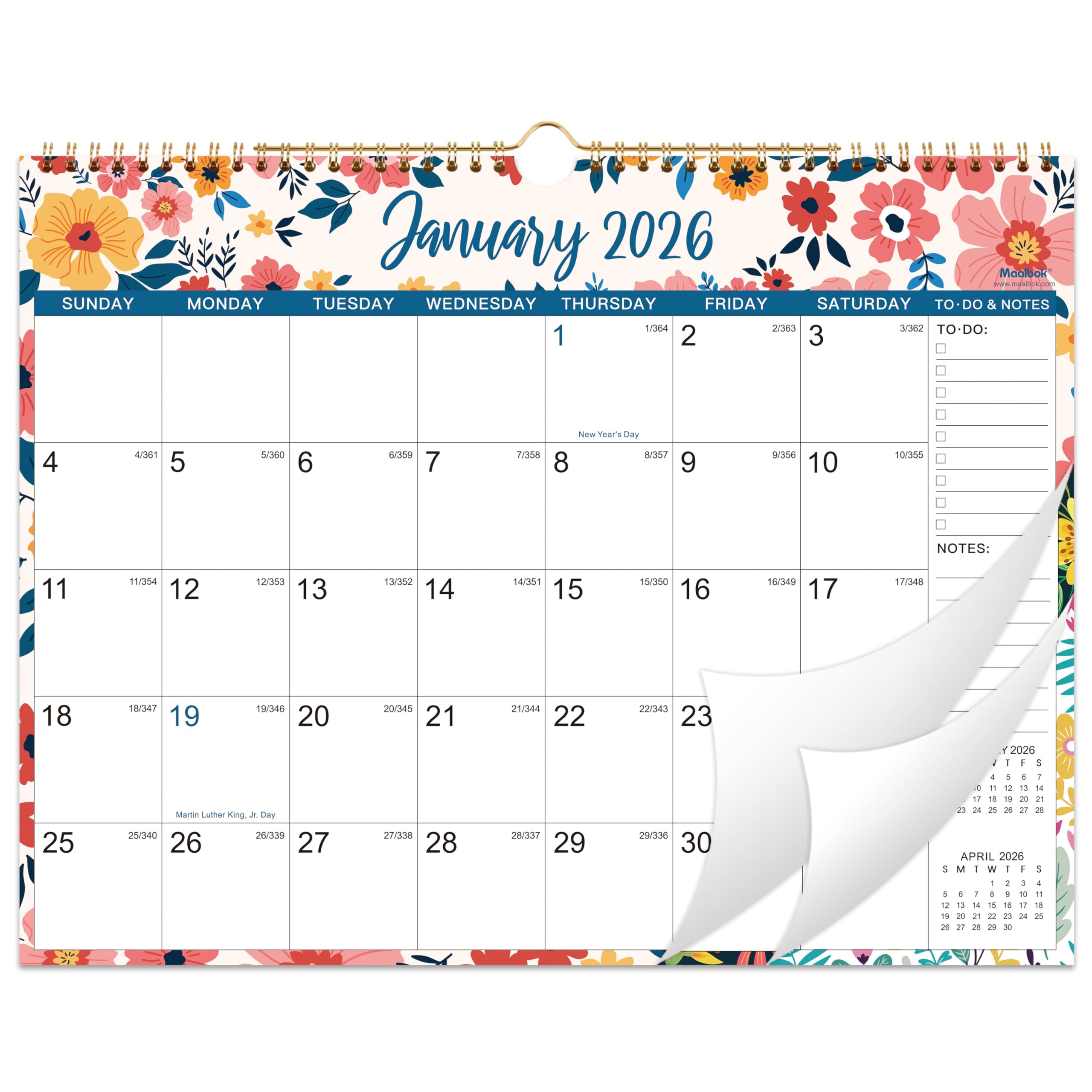 Amazon 2026 Wall Calendar Jan 2026 Dec 2026 12 Months Hanging Monthly Calendar 2026 14 8 X 11 57 Twin Wire Binding Julian Dates Large Block Notes To do List Thick Paper Perfect For Organizing Office Products