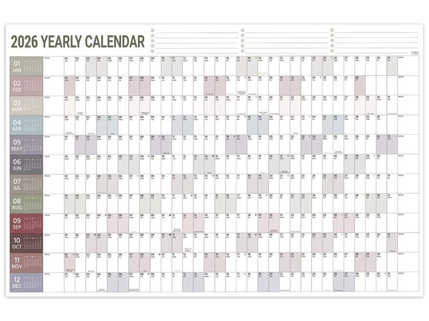 Amazon 2026 Yearly Wall Calendar 2026 Wall Calendar Jan 2026 Dec 2026 Yearly Wall Calendars 2026 With Julian Dates Thick Paper Round Sticks Large Wall Calendars 34 8 X 23 1 Open Office Products