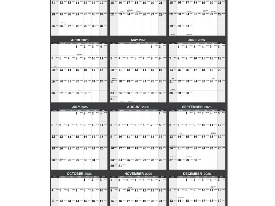 Amazon 2026 Yearly Wall Calendar 2026 Wall Calendar With Julian Date Jan 2026 Dec 2026 One Page For Organizing Premium Thick Paper Vertical Gift Pocket 34 8 X 22 8 Open Grey Office Products