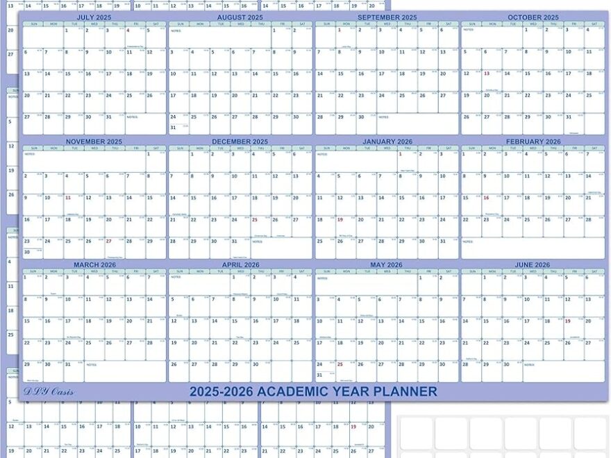 Amazon 32 X 48 DLY Oasis 2025 2026 Academic Wall Calendar JUL 2025 JUN 2026 Folded Erasable Large Wet Dry Erase Laminated Vertical Horizontal Reversible School Yearly Wall Planner With Julian Dates