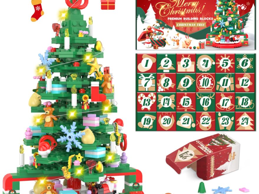 Amazon Advent Calendar 2025 Christmas Tree Building Set With LED Light 24 Days Christmas Countdown Calendar Christmas Tree Building Blocks Xmas Gifts For Adults Teens Kids Home Kitchen