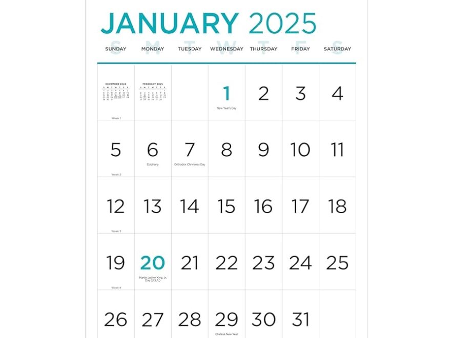 Amazon Blueline 2025 Monthly Wall Calendar Large Print 12 Months January To December Twin Wire Binding 12 X 17 C173106 25 Office Products