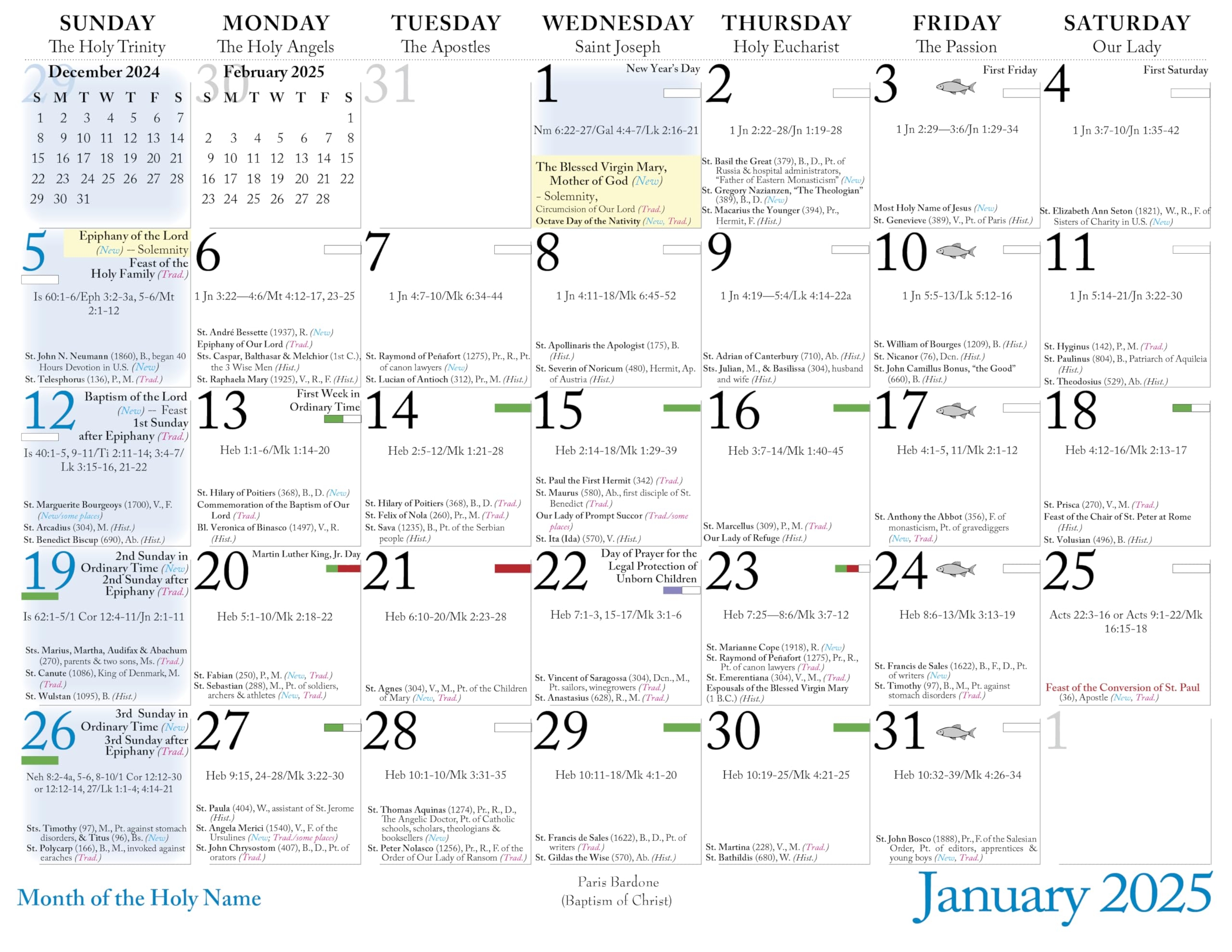 Catholic Calendar December 2025