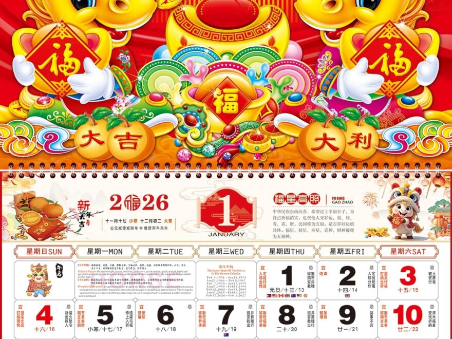 Amazon Chinese Wall Calendar 2026 The Year Of Horse Year Wall Hanging Calendar Lunar Calendar 2026 For Chinese New Year Home Office Chinese Restaurant Supermarket Decorations Office Products