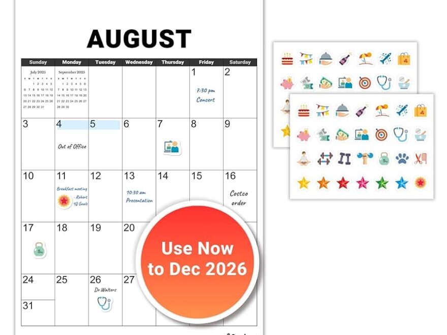 Amazon CRANBURY Small Wall Calendar 2025 2026 5 5x8 5 Small Calendar For Wall Or Desk Use Now To December 2026 Mini Notepad Planner On Back Appointment Planner Includes Stickers Office Products