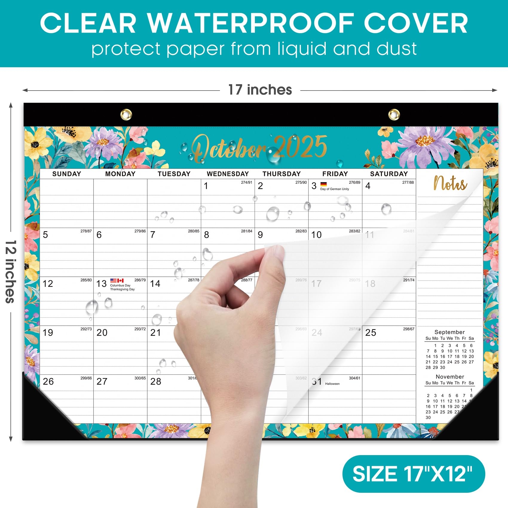Amazon Desk Calendar 2025 2026 21 Months Calendar Runs From October 2025 To June 2027 Large 17 X 12 Desktop Wall Monthly Calendar For Home School Or Office Floral Pattern Office Products