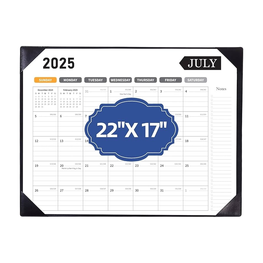 Amazon Large Desk Calendar 2025 2026 Calendar With Desk Protecting Pad Desk Calendar Large 22x17 Runs From July 2025 To December 2026 18 Months Big Desktop Calendar For Family Classroom And Office Black Office Products