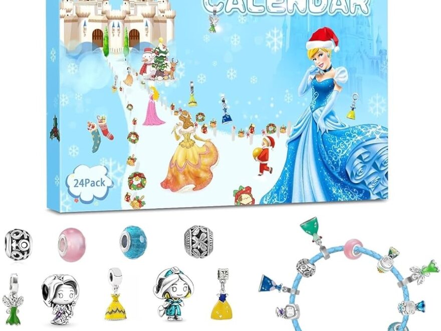Amazon New Advent Calendar 2025 For Girls Christmas 24 Days Countdown Calendar With 2 Bracelets And 22Pcs Unique Cartoon Charm Princess Beads Christmas Toy Gifts For Girls Kids Teens Children Home Kitchen