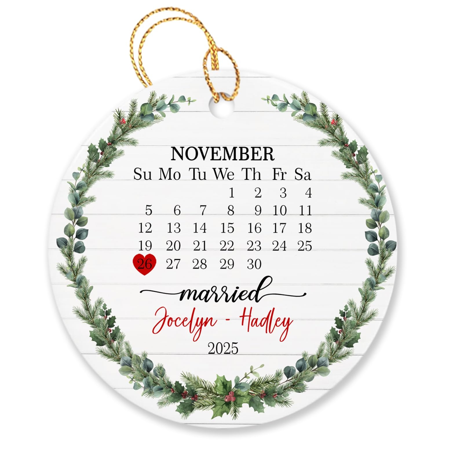 Amazon Personalized Calendar Married Ornament Christmas 2025 Wedding Decoration Gifts Custom Couple Date Calendar Name Ornament For Couple Newlywed Married Wedding Anniversary Calendar Married Ornament Home Kitchen