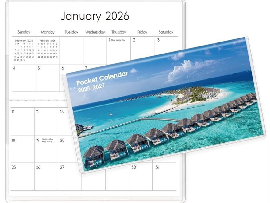 Amazon Pocket Calendar 2025 2027 For Purse 2025 2027 Pocket Planner 30 Months With Soft Waterproof Cover And Premium Paper 6 5 X 3 5 Beach Office Products