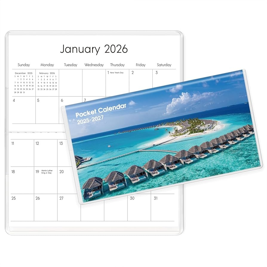 Amazon Pocket Calendar 2025 2027 For Purse 2025 2027 Pocket Planner 30 Months With Soft Waterproof Cover And Premium Paper 6 5 X 3 5 Beach Office Products