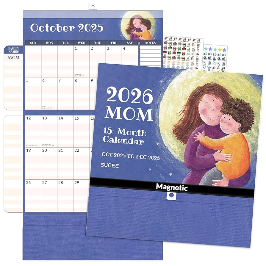 Amazon SUNEE Family Wall Calendar 2025 Magnetic Fridge Calendar 15 Months Oct 2024 To Dec 2025 More Time Moms Calendar 2025 Wall Calendar Family Organizer Sticks To Refrigerator Over 300 Stickers Office Products
