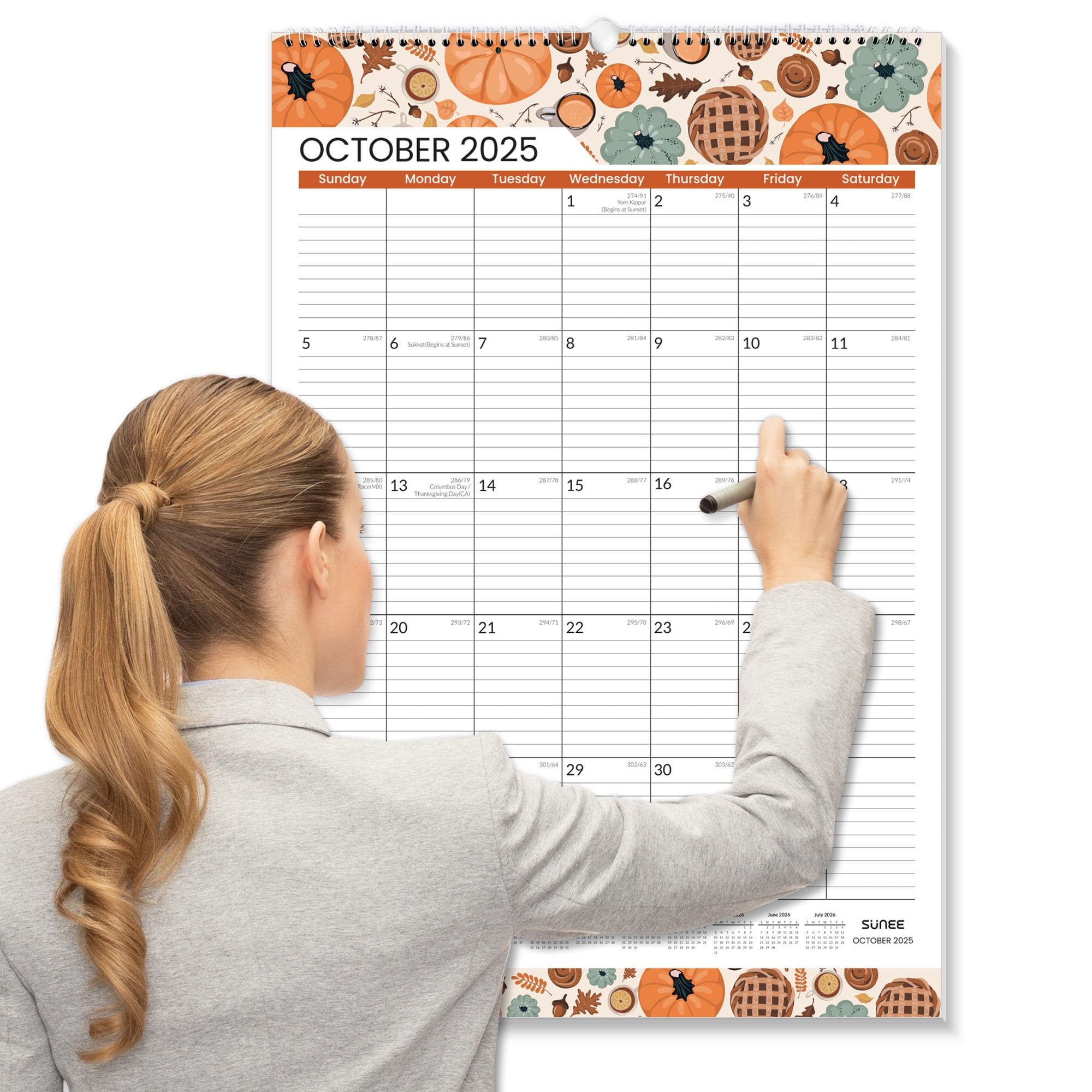 Amazon SUNEE Wall Calendar 2025 2026 Large 22 75 x15 5 21 Month Calendar From October 2025 To June 2027 Vertical Extra Large Monthly Calendar 2026 For Wall Seasons Color Office Products