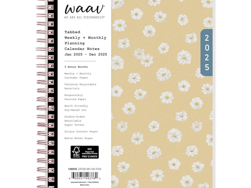 Amazon WAAV 2025 Weekly And Monthly Planner Calendar January 2025 December 2025 5 875 X 8 625 Frosted Flexible Cover Laminated Tabs Wirebound Storage Pocket Kimberland Kimberland 2025 5 875 X 8 625 Office Products