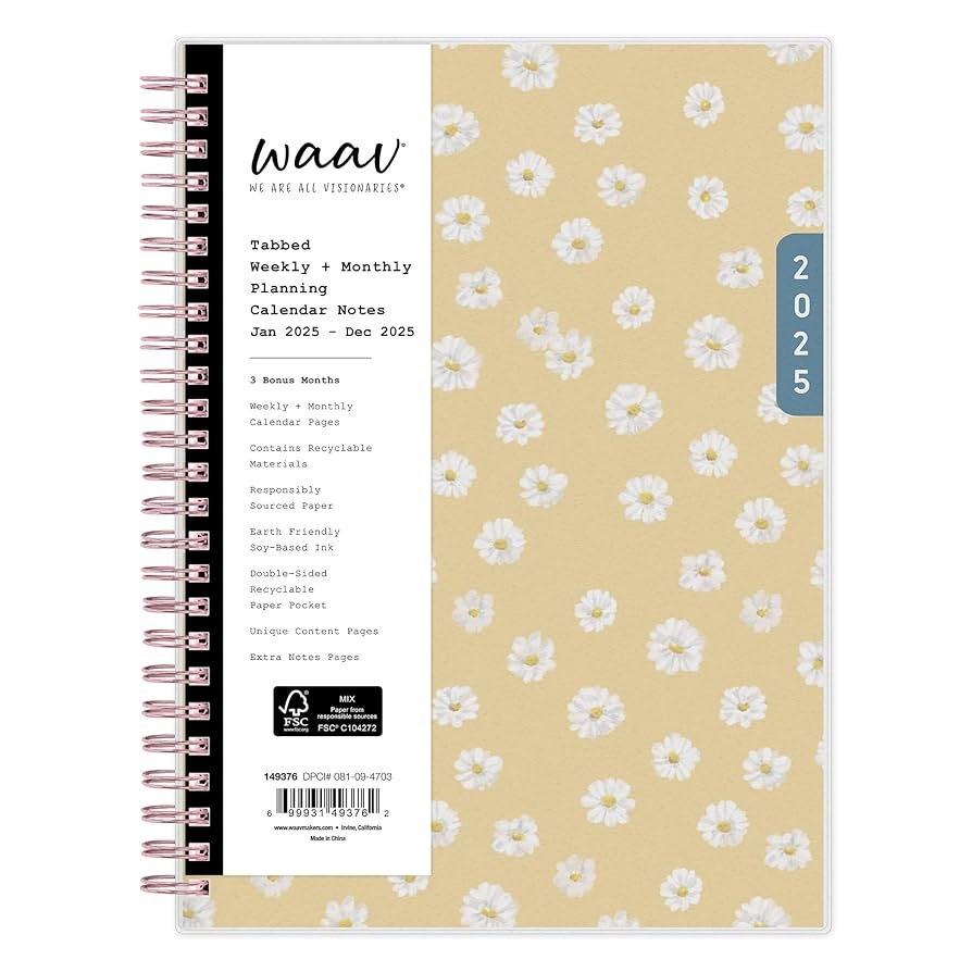 Amazon WAAV 2025 Weekly And Monthly Planner Calendar January 2025 December 2025 5 875 X 8 625 Frosted Flexible Cover Laminated Tabs Wirebound Storage Pocket Kimberland Kimberland 2025 5 875 X 8 625 Office Products