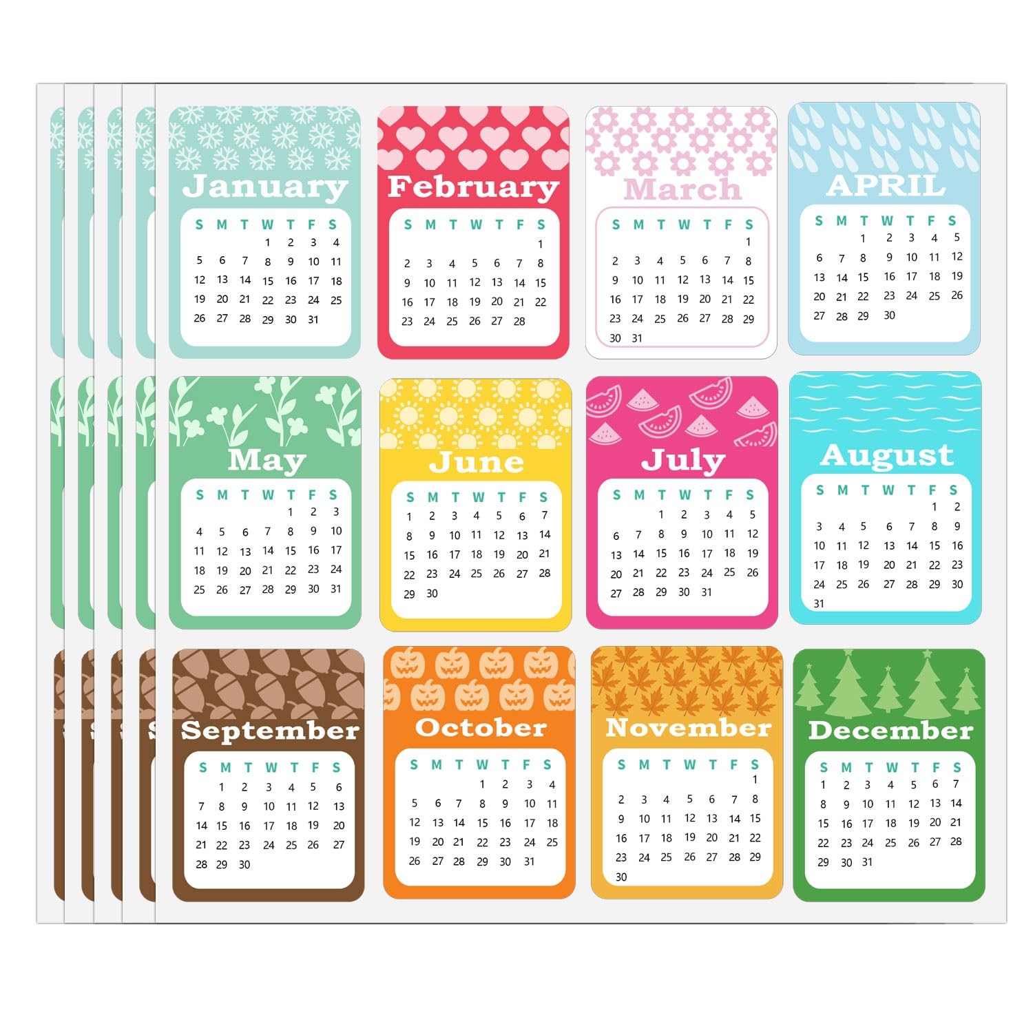 Amazon Yearly Monthly Calendar 2025 Stickers January 2025 December 2025 2x2 5 Inch Monthly Schedule Labels For Journal Scrapbook Notebook Supplies 12 Pcs Sheets 5 Sheets Office Products