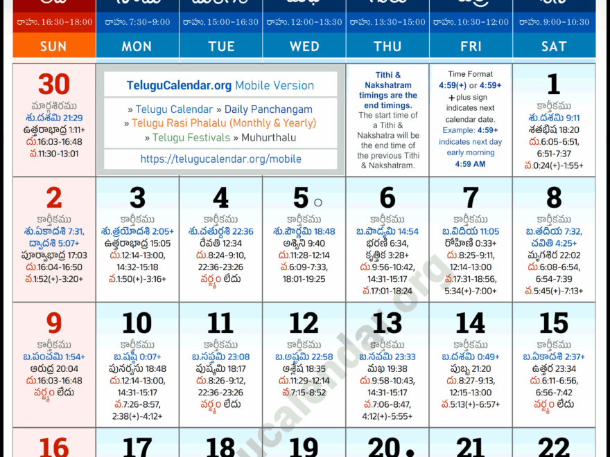 Andhra Pradesh Telugu Calendar 2025 November PDF Festivals