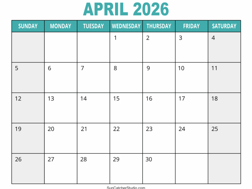 April 2026 Calendar Free Printable Free Printables Monograms Design Tools Patterns DIY Projects