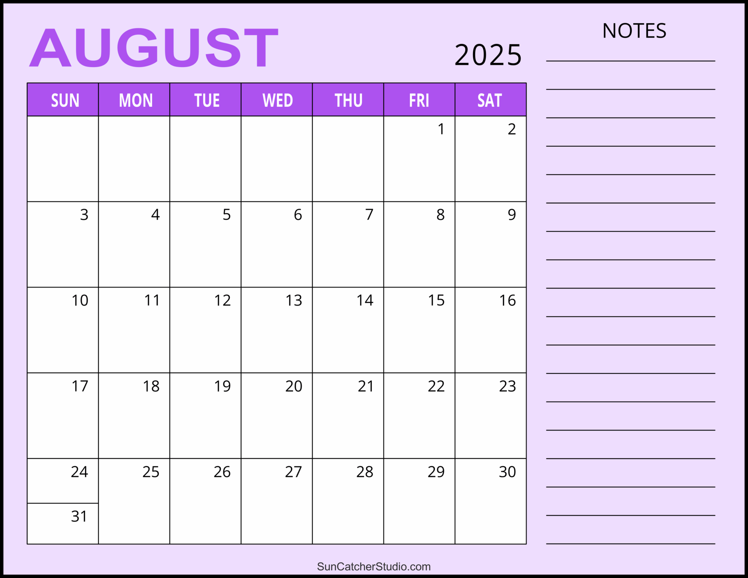 August 2025 Calendar Free Printable Free Printables Monograms Design Tools Patterns DIY Projects