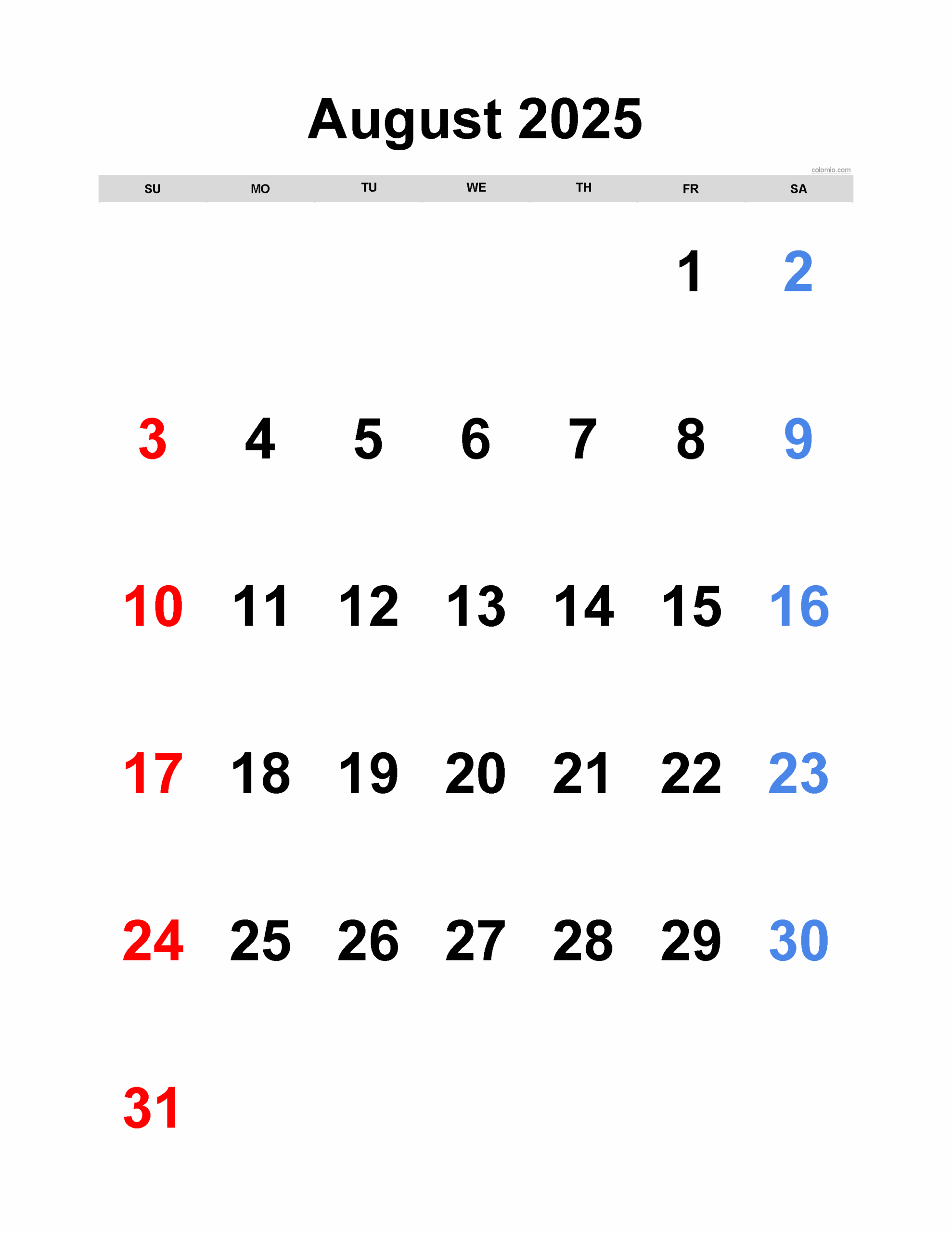 August 2025 Calendar Free Printable PDF XLS And PNG Www colomio