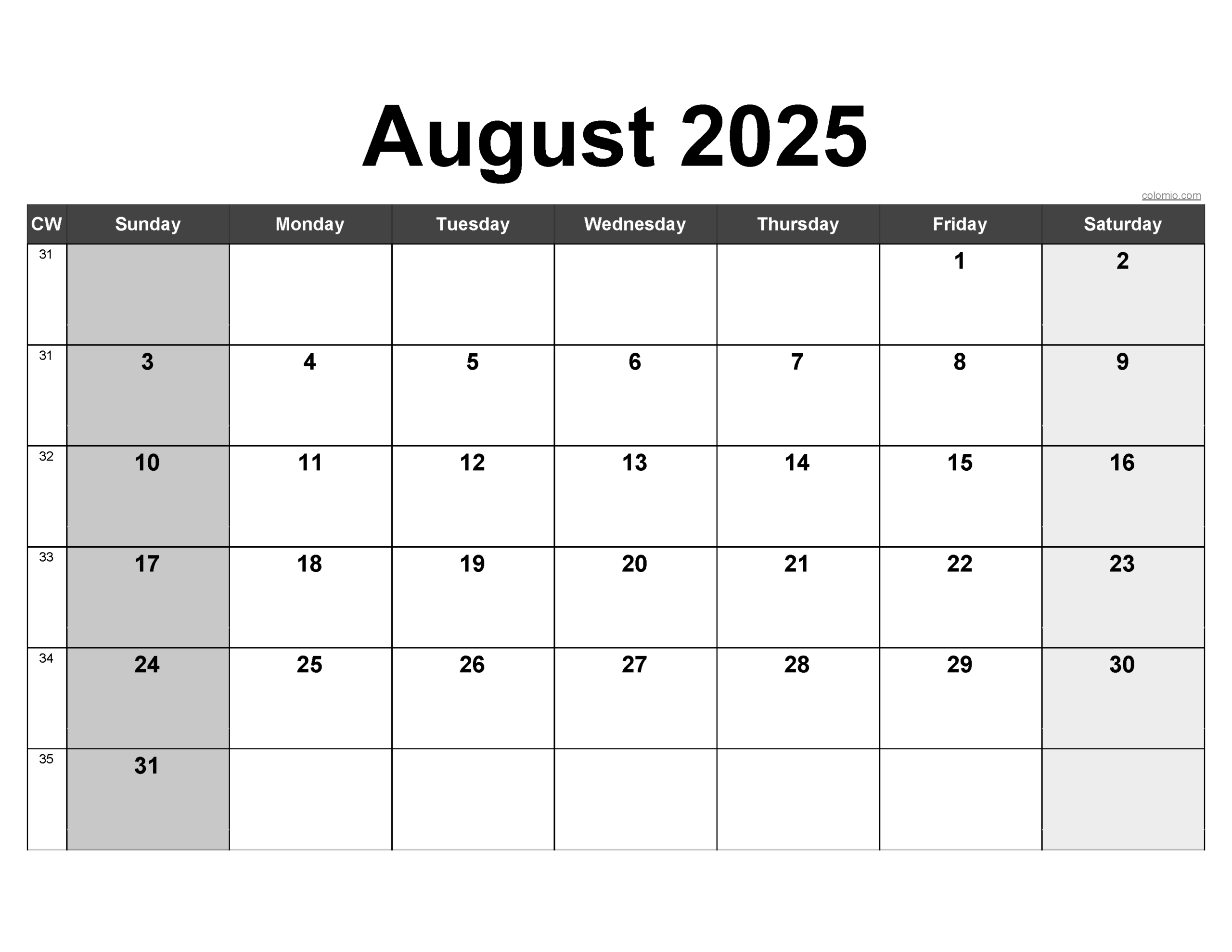 August 2025 Calendar September 2025 Calendar