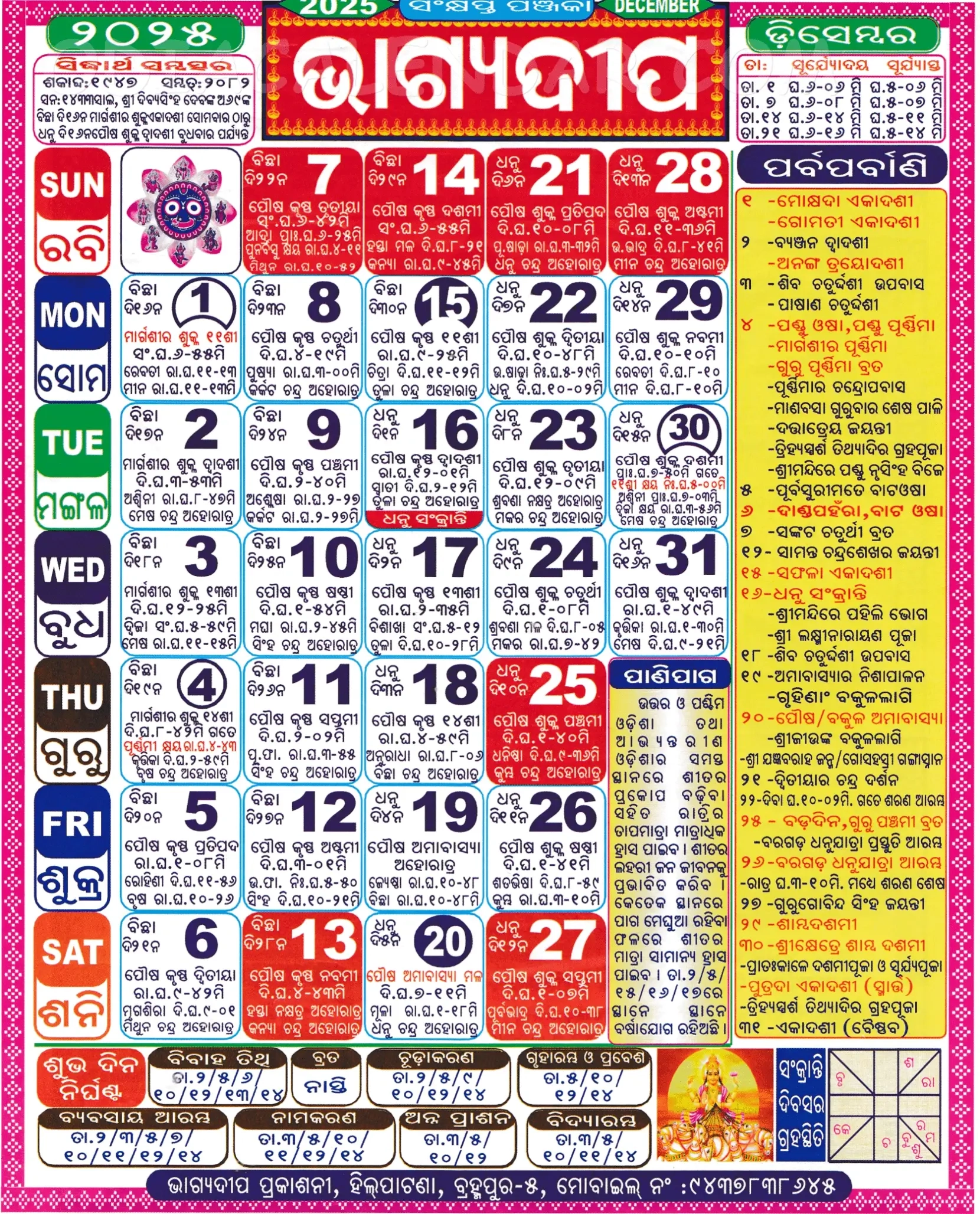2025 Calendar December Month