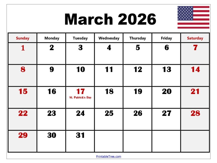 Blank March 2026 Calendar Printable PDF Templates