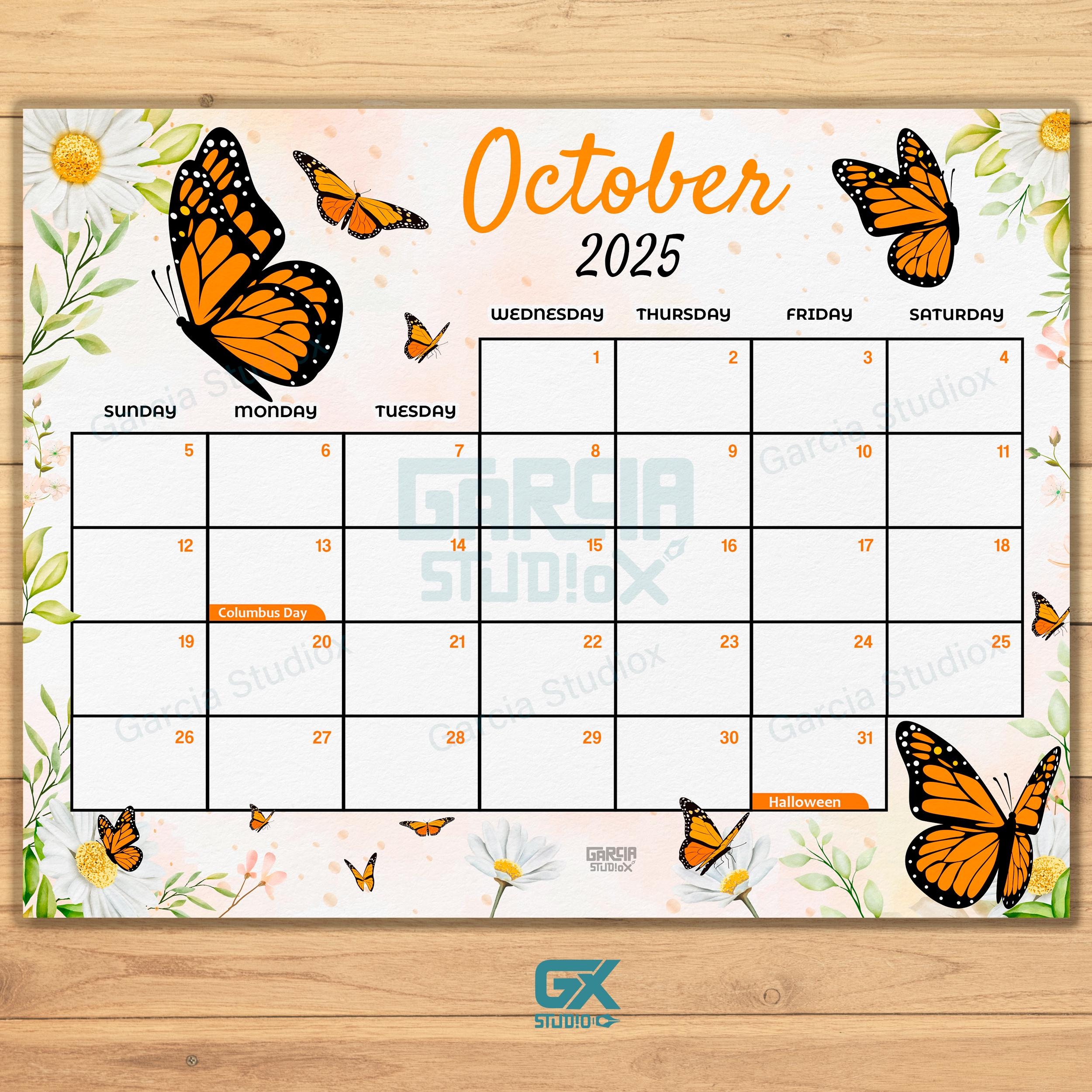Buy Editable October 2025 Calendar Orange Butterfly Floral Design Printable Monthly Planner Digital Download PDF Refillable Planner 2025 Online In India Etsy