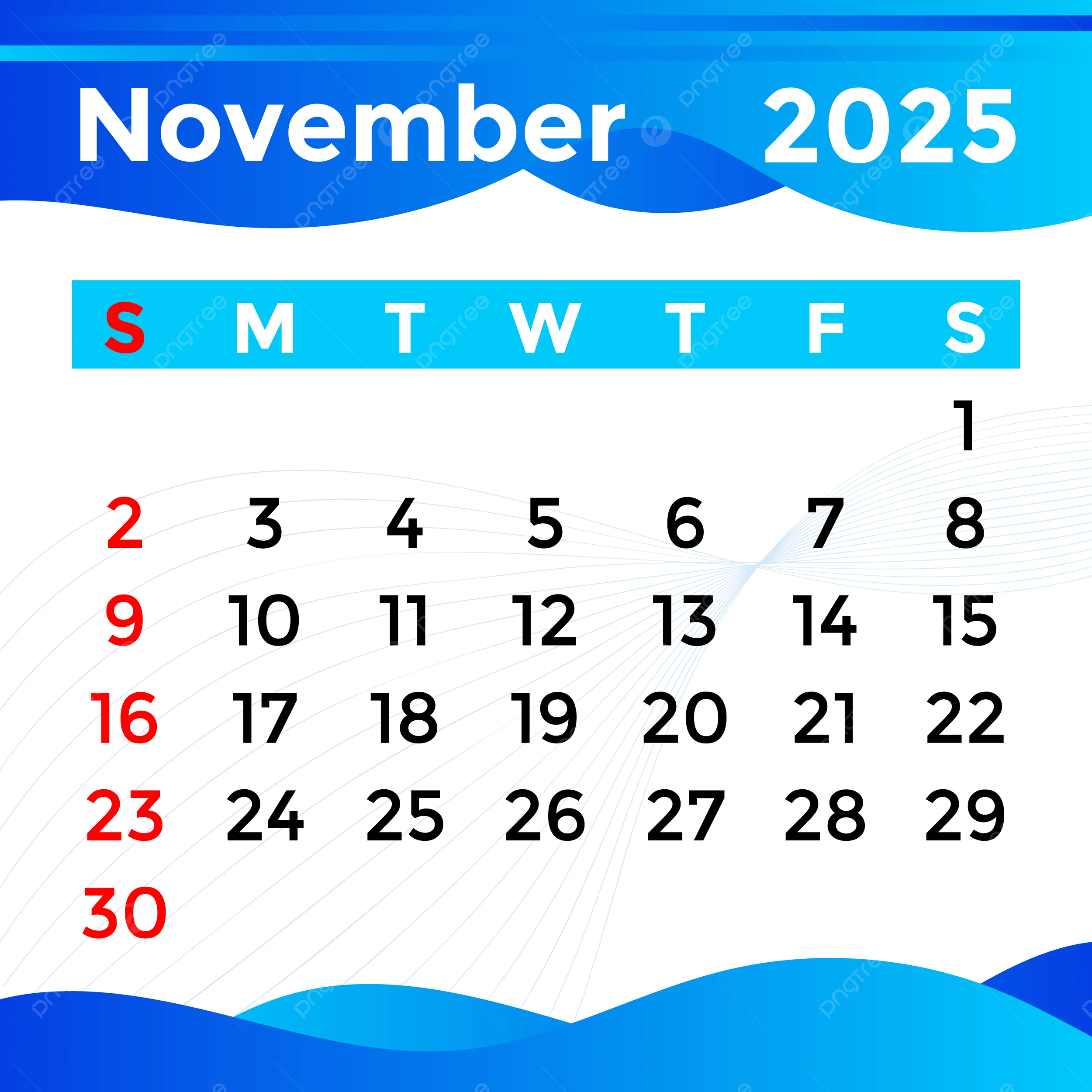 Calendar 2025 Month Of November Vector Template Download On Pngtree