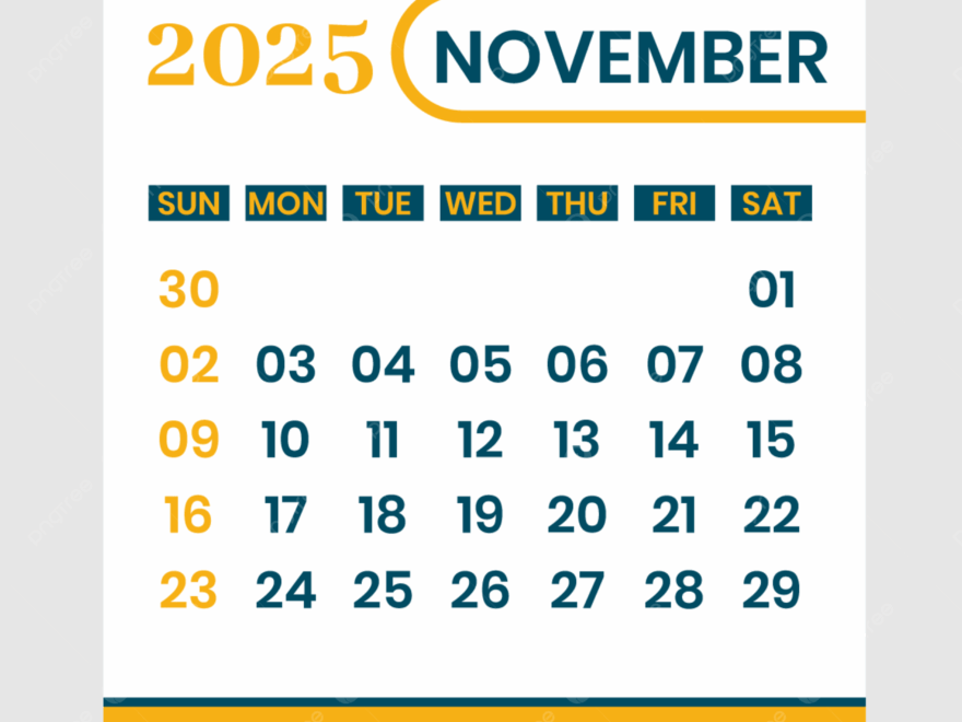 Calendar 2025 Month Of November Vector Template Download On Pngtree