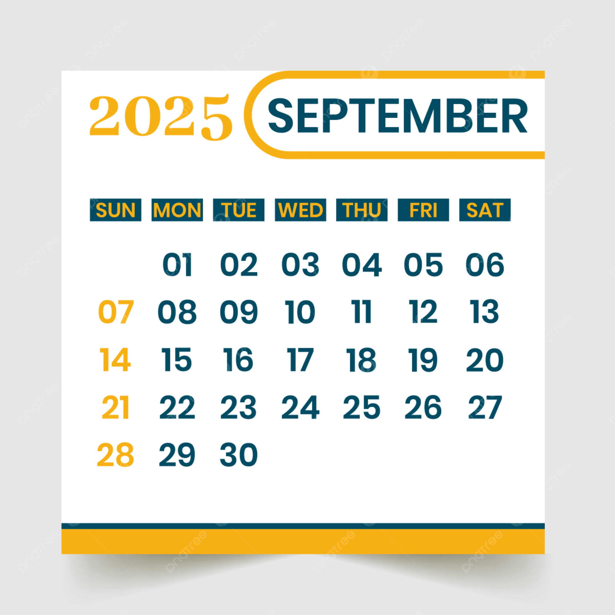 2025 Monthly Calendar Template September