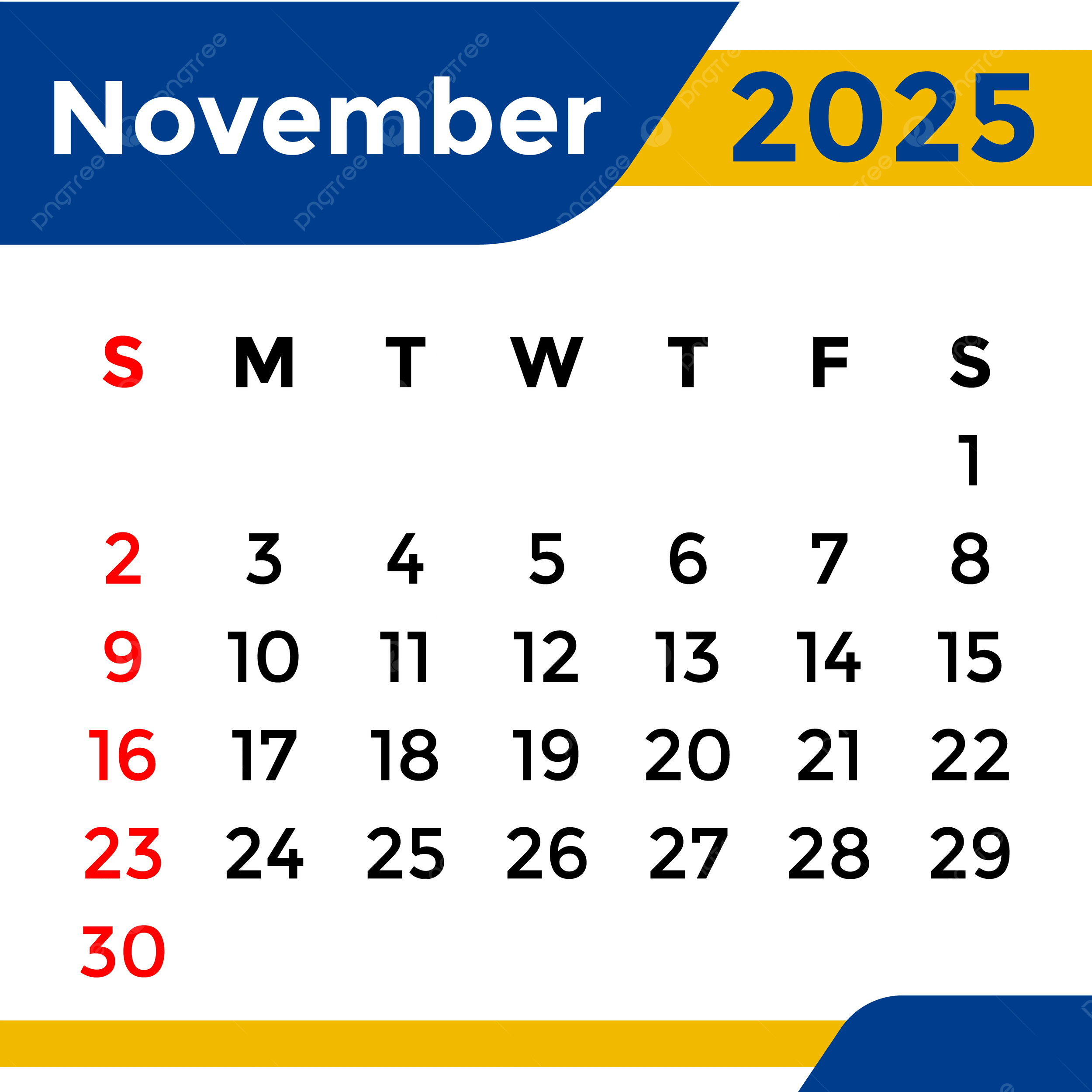 Calendar 2025 November Month Vector Template Download On Pngtree