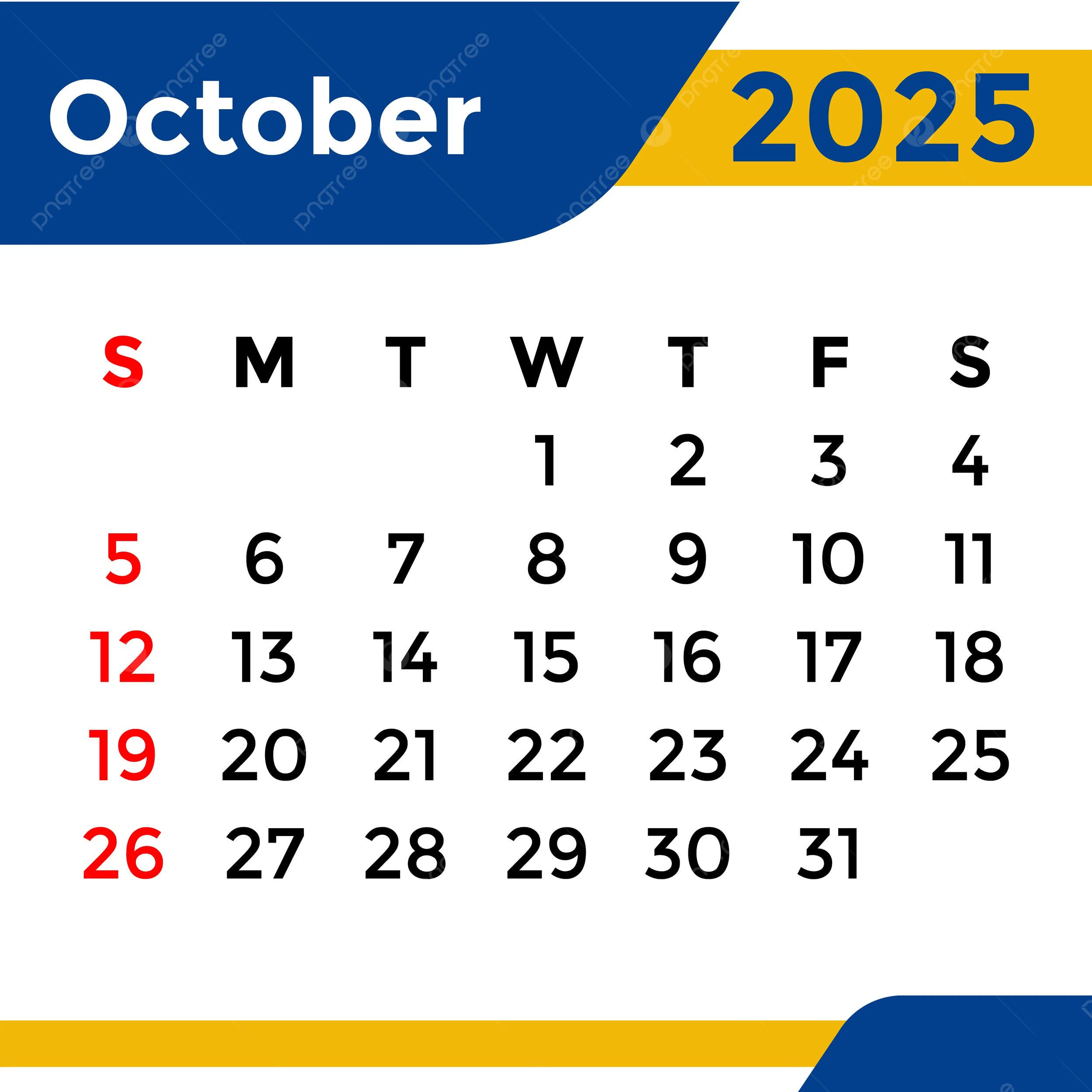 Monthly Calendar October 2025