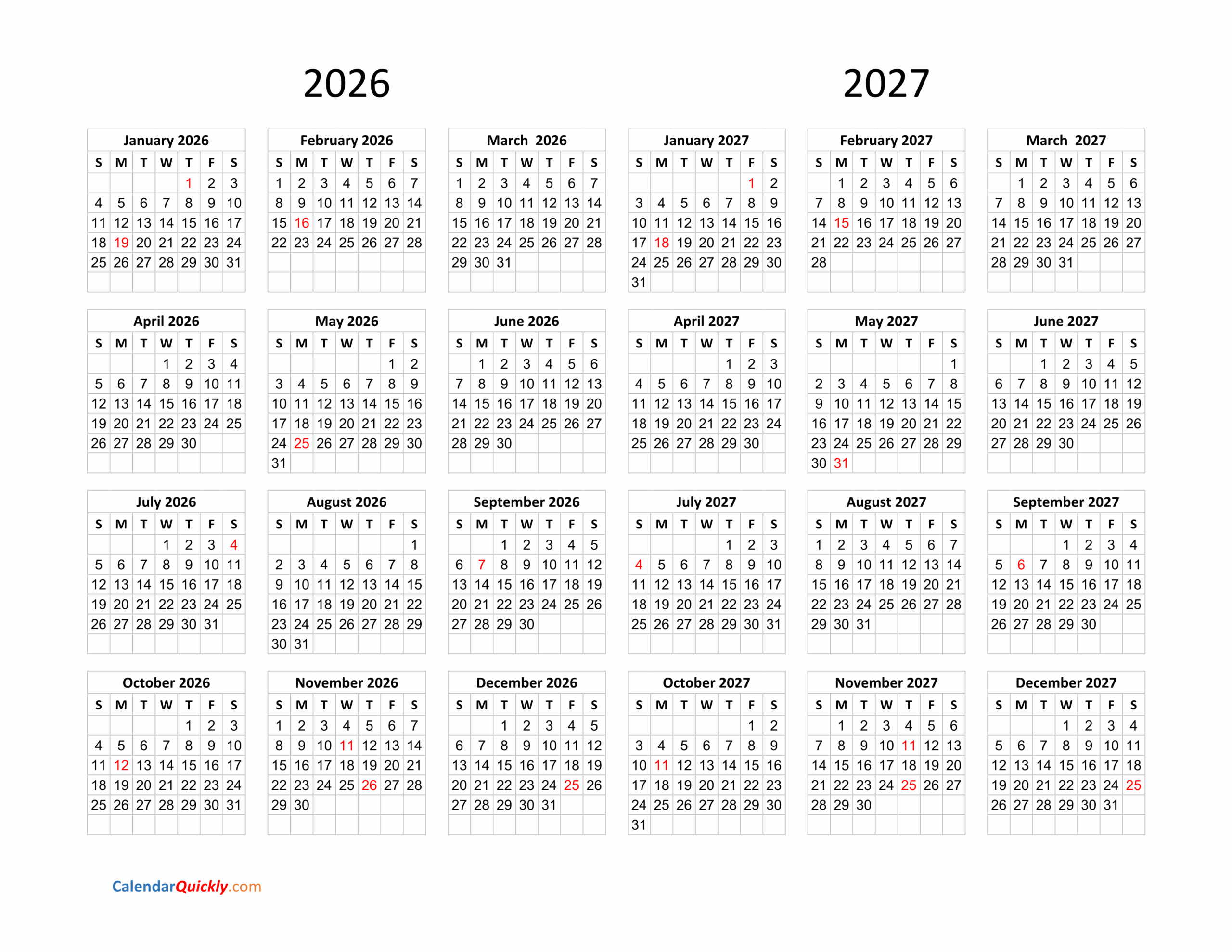 printable calendar 2026 and 2027: Essential Planning Tools for the Next Two Years