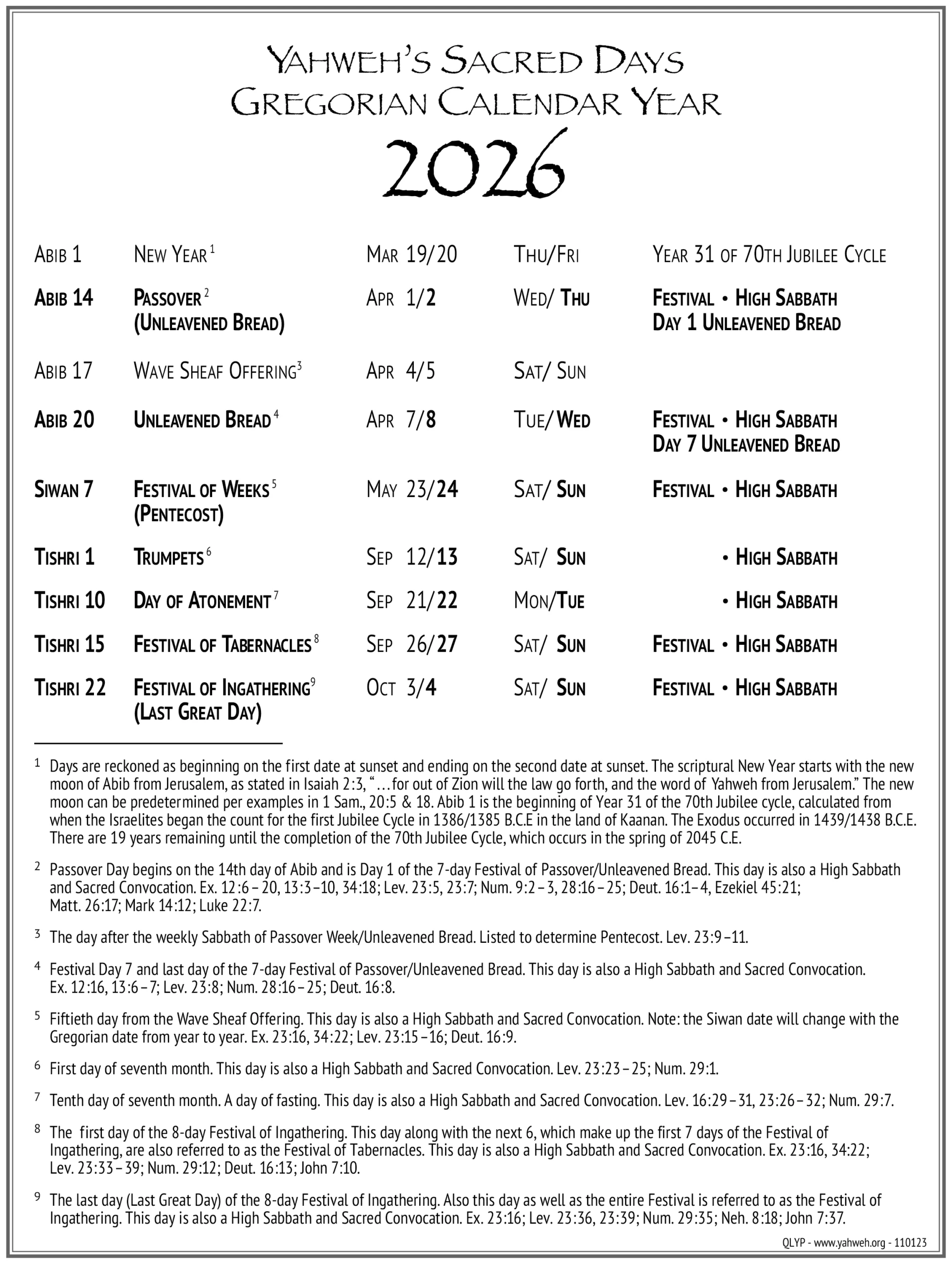 2026 Fall Calendar Gregorian