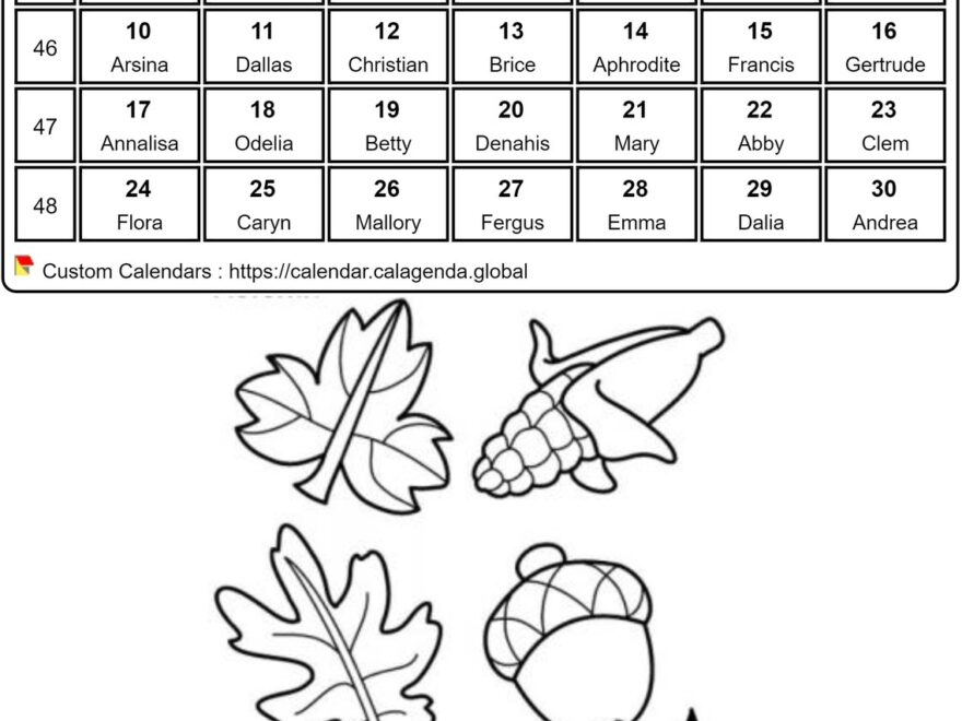 Calendar Coloring November 2025