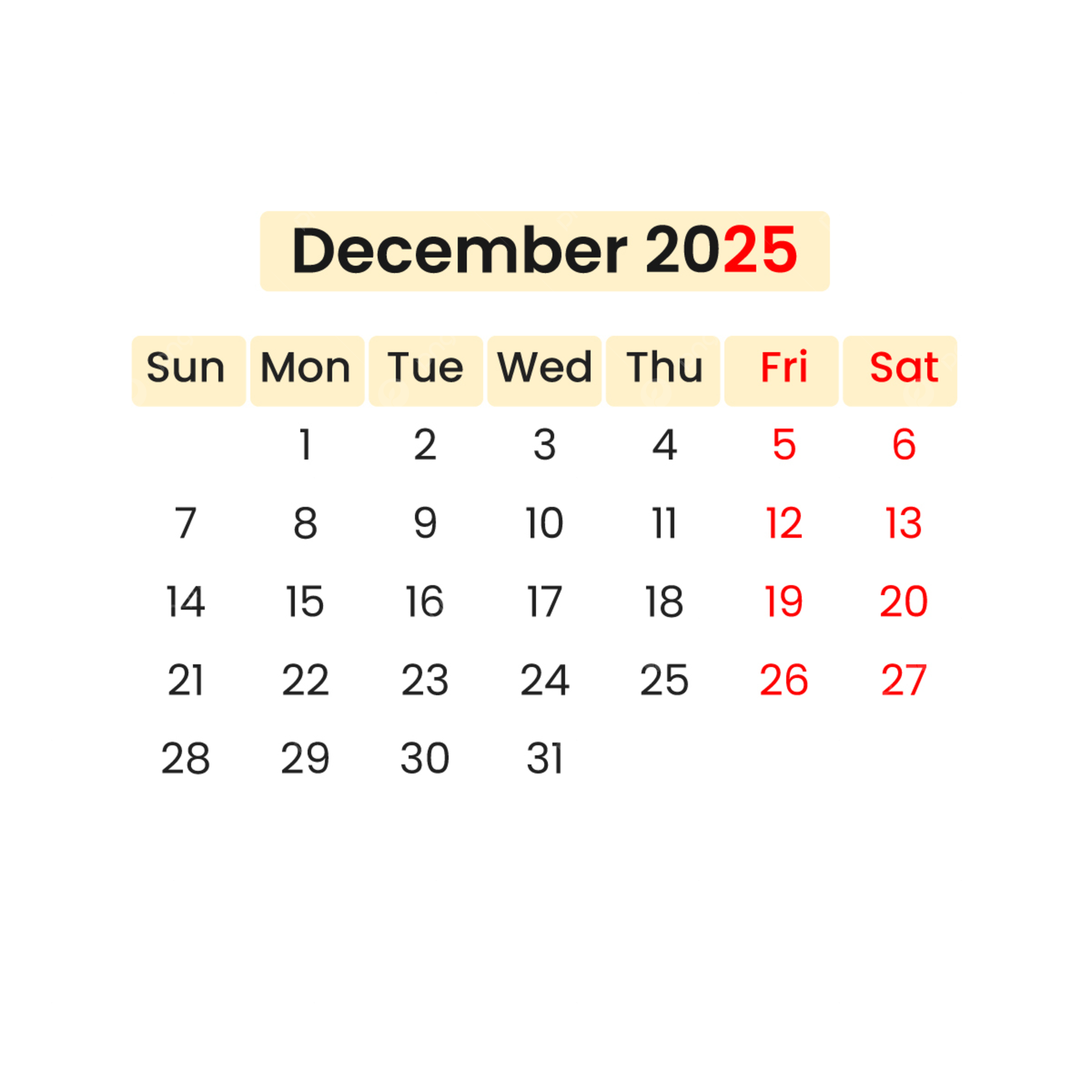 December 2025 Calendar With Holidays Printable