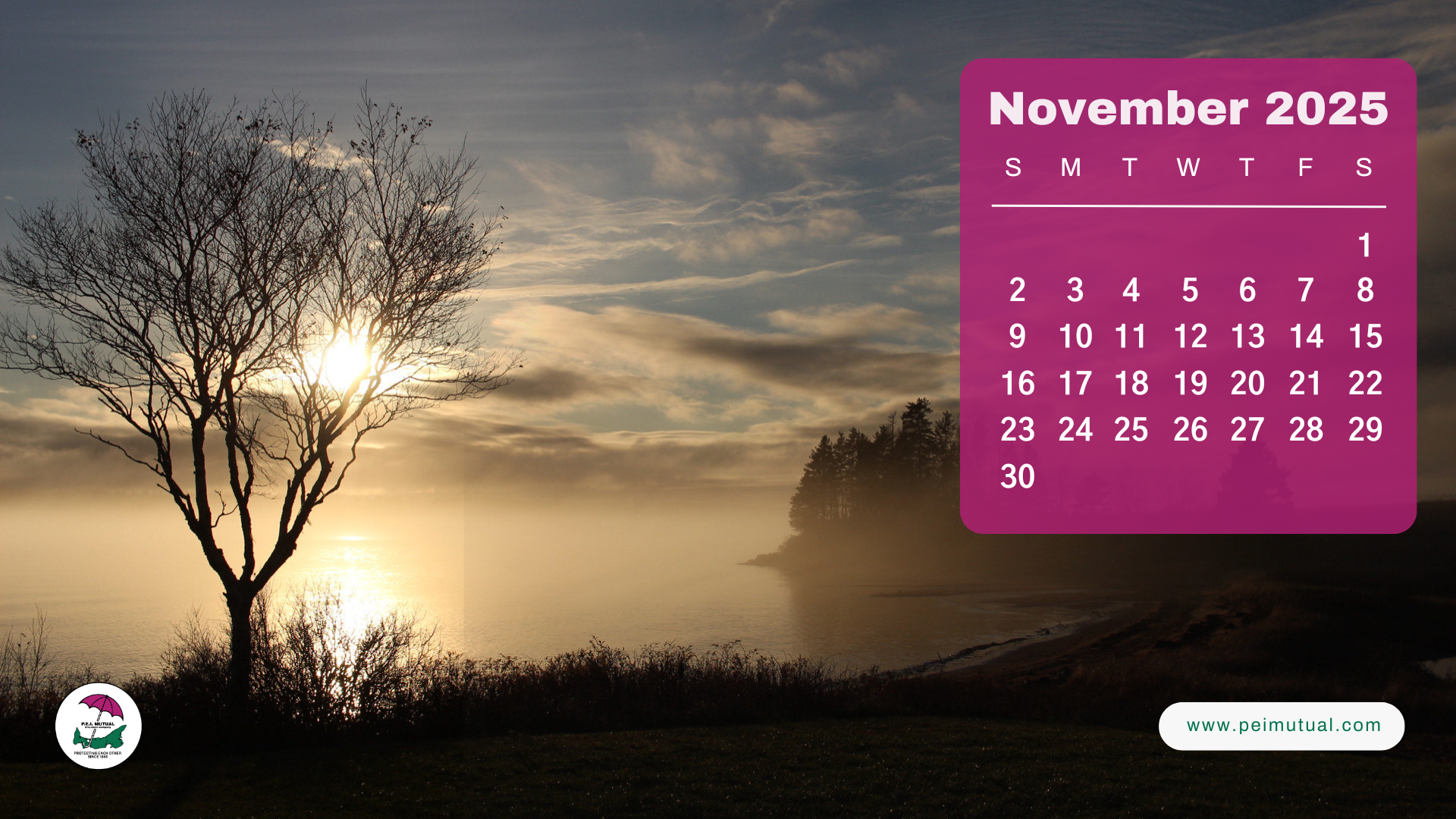 November 2025 Calendar Desktop Wallpaper